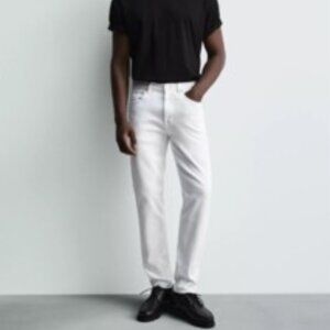 Zara White Straight Leg Jeans Men's Size 34 EUR 44 Clean Minimal Denim
